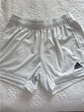 adidas White Women's Athletic Shorts with Black Logo